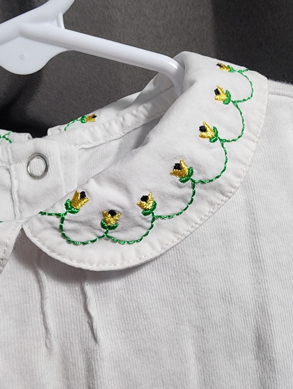 Vintage Gymboree White Embroidered Peter Pan Collar Onesie 12-18M